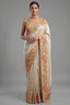 Off White Tissue Saree with Contrast Floral Embroidery and Sequin Beaded Work Border