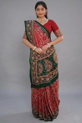 Maroon Gaji Silk Traditional Gharchola with Contrast Pallu and Border