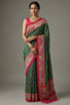 Dark Green Silk Traditional Woven Saree with Contrast Border and Pallu