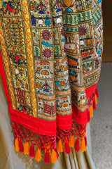 Sage Green Two Toned Art Silk Saree with Thread Embroidered Pallu and Border