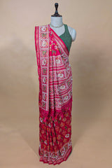 Red Silk Traditional Patola Weave Saree with Handwork