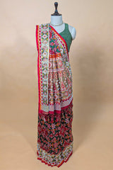 Green Silk Traditional Patola Weave Saree with Handwork