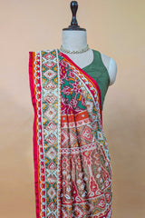 Green Silk Traditional Patola Weave Saree with Handwork