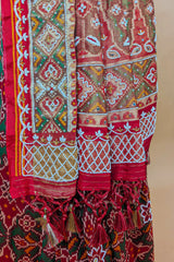 Green Silk Traditional Patola Weave Saree with Handwork