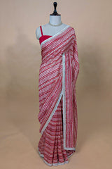 Red Organza Printed Saree