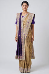 Golden Tissue Traditional Weaving Saree with Handwork Border and Dupatta