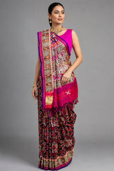 Purple Silk Traditional Patola Saree with Beads Work