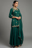 Bottle Green Satin Organza Gota Worked Lehenga Suit