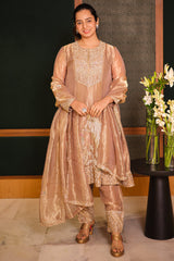 Golden Tissue Silk Beaded and Zardosi Worked Suit