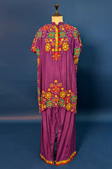 Dark Magenta Silk Embroidered Co-Ord Set