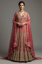 Pink Tissue Designer Heavy Paisley Worked Suit