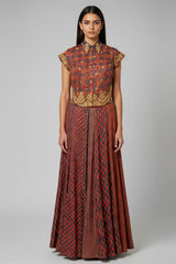 Twilight Lavender Satin Printed Co-Ord Set with Sequin Embroidery Work