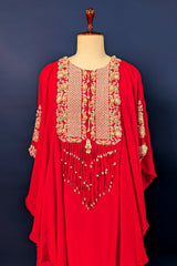 Pink Chinon Georgette Sequin Embroidered Asymmetric Co-Ord Set