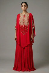 Pink Chinon Georgette Sequin Embroidered Asymmetric Co-Ord Set