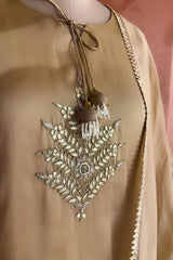 Beige Tissue Gota Worked Palazzo Suit