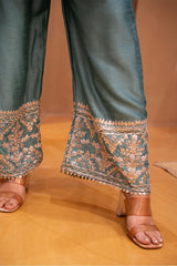 Blue Silk Zardosi and Sequin worked Co-Ord Set