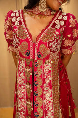 Pink Satin Organza Handworked Designer Palazzo Set