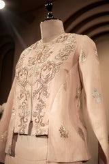Light Peach Silk Cutdana Beaded Co-Ord Set
