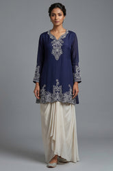 Blue Chinon Chiffon Sequin and Beaded Work Skirt Set