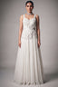 Chantilly White Georgette Evening Gown featuring Hand-Embellished Botanical Cutdana Bodice