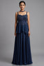 Dark Blue Chiffon Silk Cutdana Beaded Peplum Palazzo Set