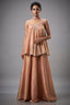 Peach Tissue Silk Cutdana Sequin Worked Palazzo Suit
