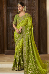 Green Ombre Tissue Woven Saree with Embroidery