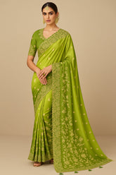 Green Ombre Tissue Woven Saree with Embroidery