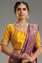 Purple Georgette Traditional Bandhej Saree