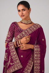 Purple Organza Saree with Embroidery