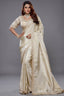 Ivory White Tissue Dola Silk Saree