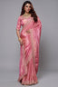 Rose Pink Tissue Dola Silk Solid Saree