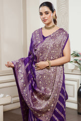 Designer Violet Purple Dola Silk Lehehriya Saree for festive celebrations