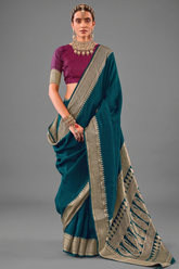 Rama Blue Art Silk Weaving Saree