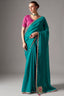Emerald Teal Organza Saree with Showcasing Sequin Embroidery