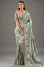 Pista Mint Green Silk Saree Adorned With Mirror Embellishment