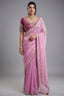 Blush Bloom Baby Pink Organza Satin Saree with Lace Border
