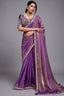Orchid Dusk Dual-Tone Purple Organza Satin Saree with Lace Border