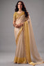Off White Satin Patta Saree with Woven Striped Border