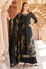 Black Georgette Foil Printed Palazzo Suit