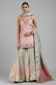 Light Pink Tissue Sequin and Mirror Worked Palazzo Suit