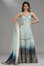 Light Blue Tissue Mirror Sequin and Cutdana Worked Palazzo Suit