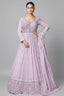 Lavender Purple Georgette Mirror and Sequin Bodice Anarkali Suit with Cutwork Floral Border