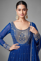Blue Georgette Sequin Embroidered Anarkali Suit