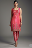 Blossom Pink Tissue Silk Sequins and Cutdana Worked Straight Cut Suit