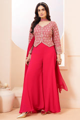 Pink Georgette Sequin Embroidered Palazzo Suit