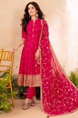 Pink Art Silk Sequins Embroidered Anarkali Suit