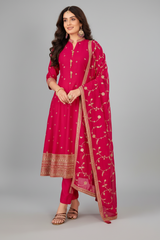 Pink Art Silk Sequins Embroidered Anarkali Suit