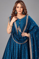 Rama Blue Art Silk Sequin Embroidery Anarkali Palazzo Suit