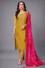 Mustard Yellow Tissue Silk Straight Cut Suit with Contrast Dupatta